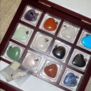 12 piece interchangeable heart gemstone necklace